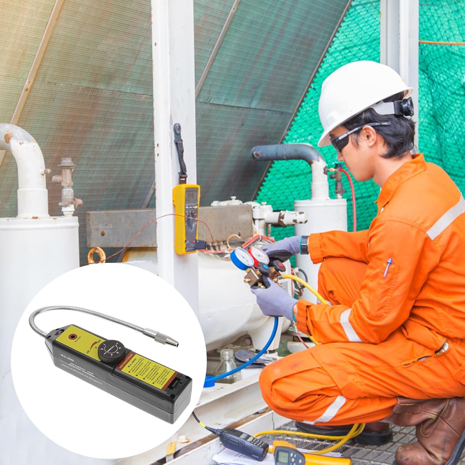 冷媒漏れ検知器 用可能感ハロゲン検出器 自動追跡機能付きバッテリー警告表示エアコンガステスター