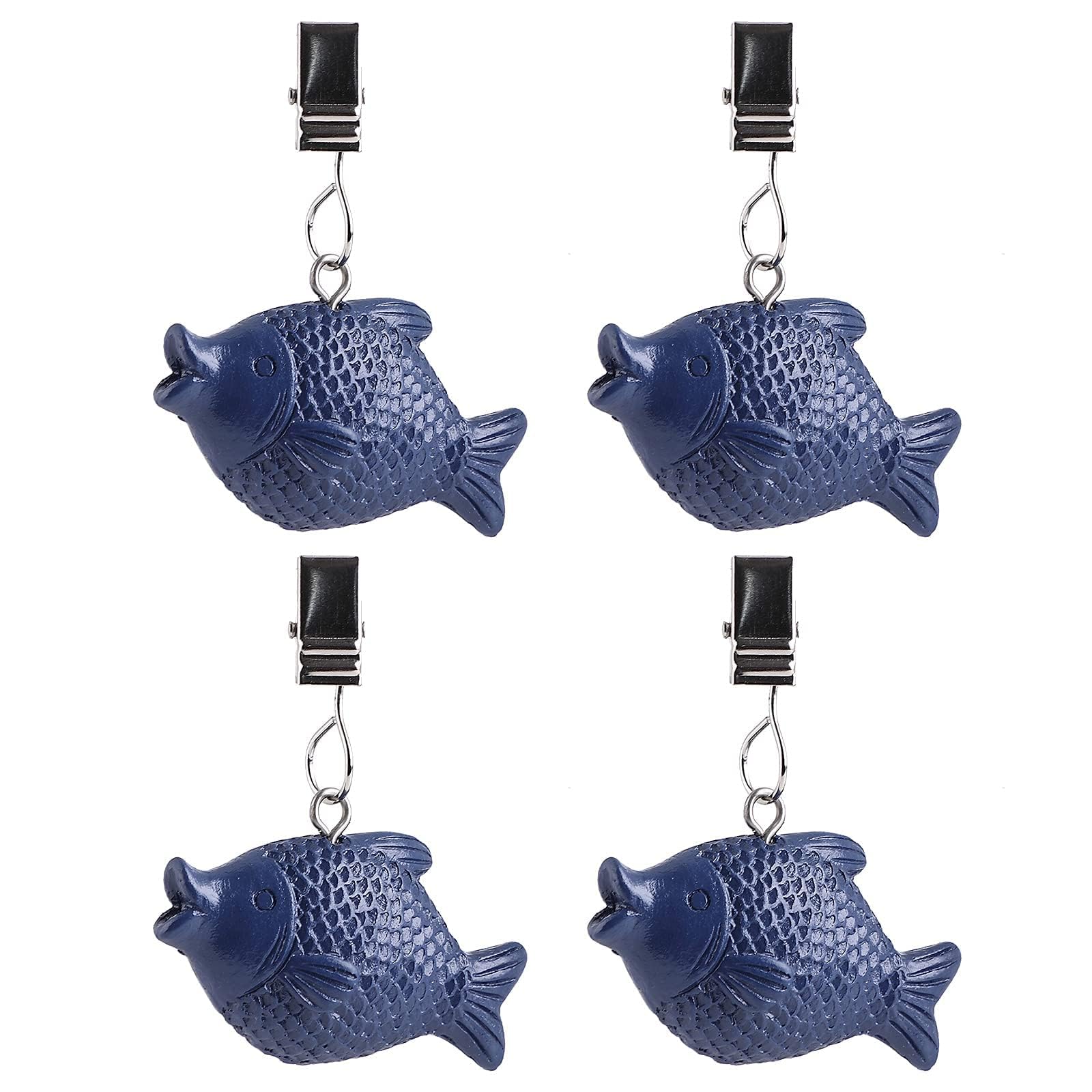 Set of 4 Blue Fish Shaped Table Cover Tablecloth Weights Clips Handicraft Tablecloth Clips (Blue Fish)