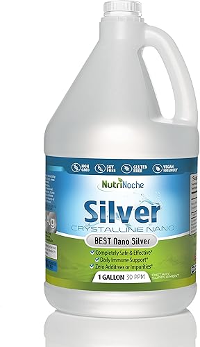 NutriNoche Suplemento líquido mineral de plata coloidal - Apoyo diario del sistema inmunológico - Nano plata coloidal 30 PPM (tamaño de galón)