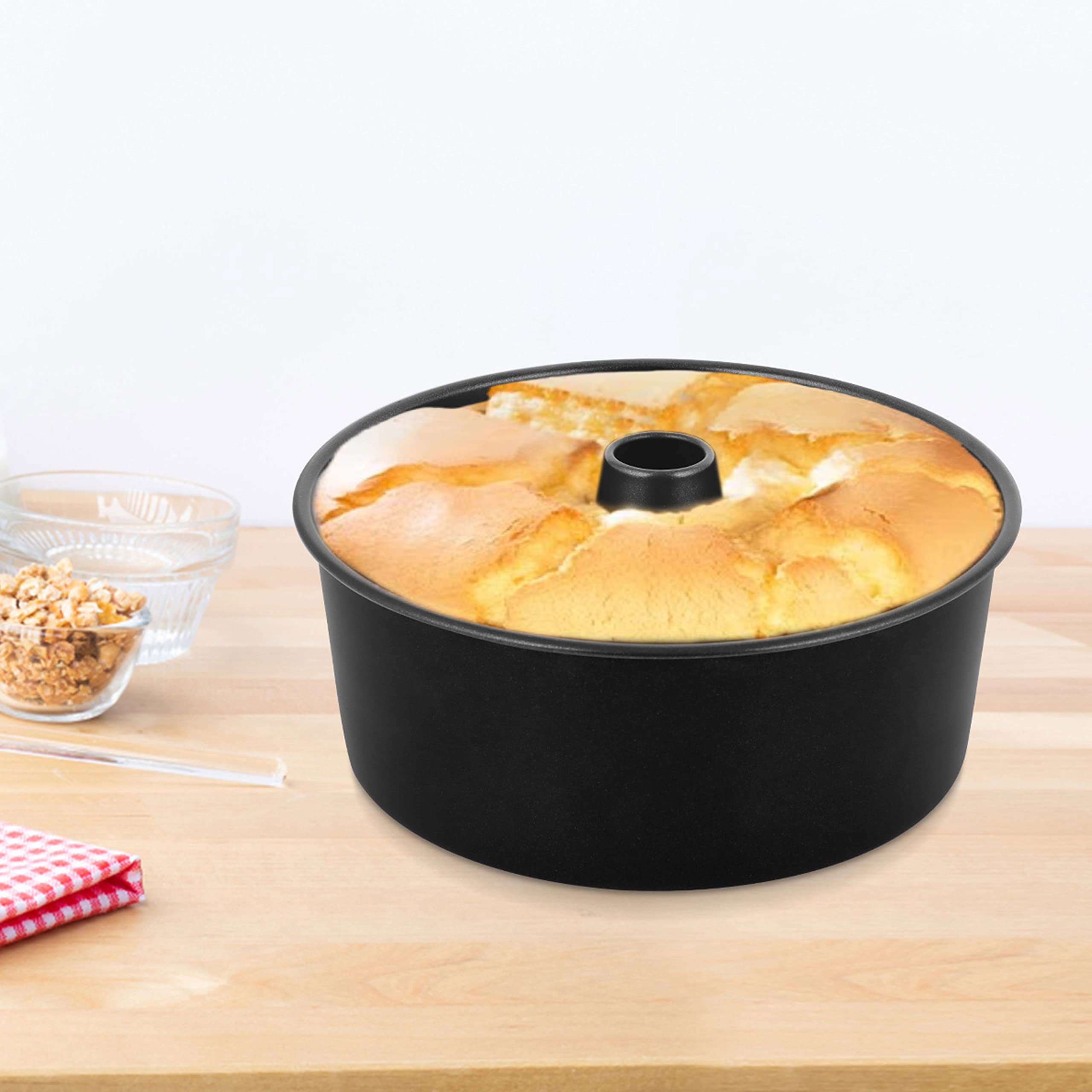 LIANYU Angel Food Cake Pan Set Of 2, 10 X 4 Inch Black