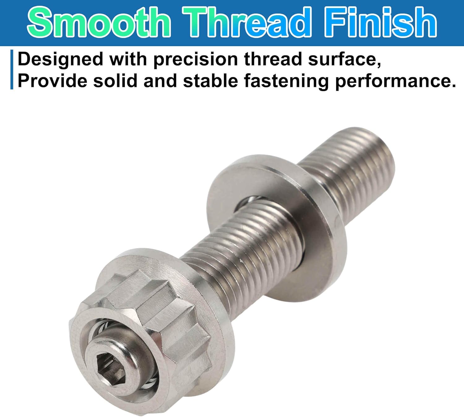 12 Set Titanium Alloy Exhaust Manifold Bolt M10 X 54mm Pitch 1.25 Exhaust Manifold Stud Kit Screws Nuts Washers Silver Tone