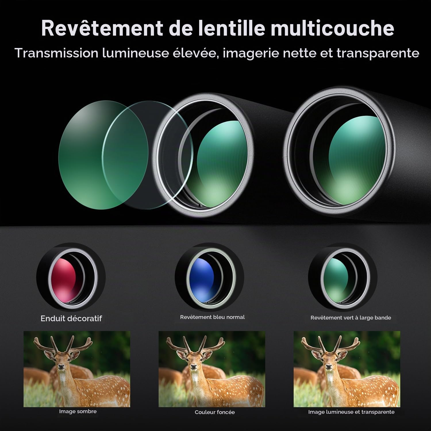 K&F CONCEPT Jumelles Adultes 12 * 50 HD Noir avec Support pour Téléphone Portable et Support de Conversion en Trépied pour Extérieur Chasse, Observation Oiseaux, Voyage, Randonnee | avec Support pour Téléphone et Support de Conversion en Trépied pour Exté
