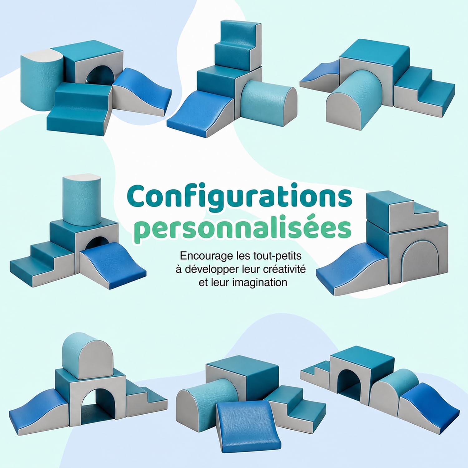 GeerWest Parcours Motricité Bébé 4 Pièces: Module Motricité Enfant Cuir PU Blocs Mousse Éducatifs - Jouets Descalade Bébé Structure d'escalade Antidérapante Ensemble Arche Elliptique(Moderne)