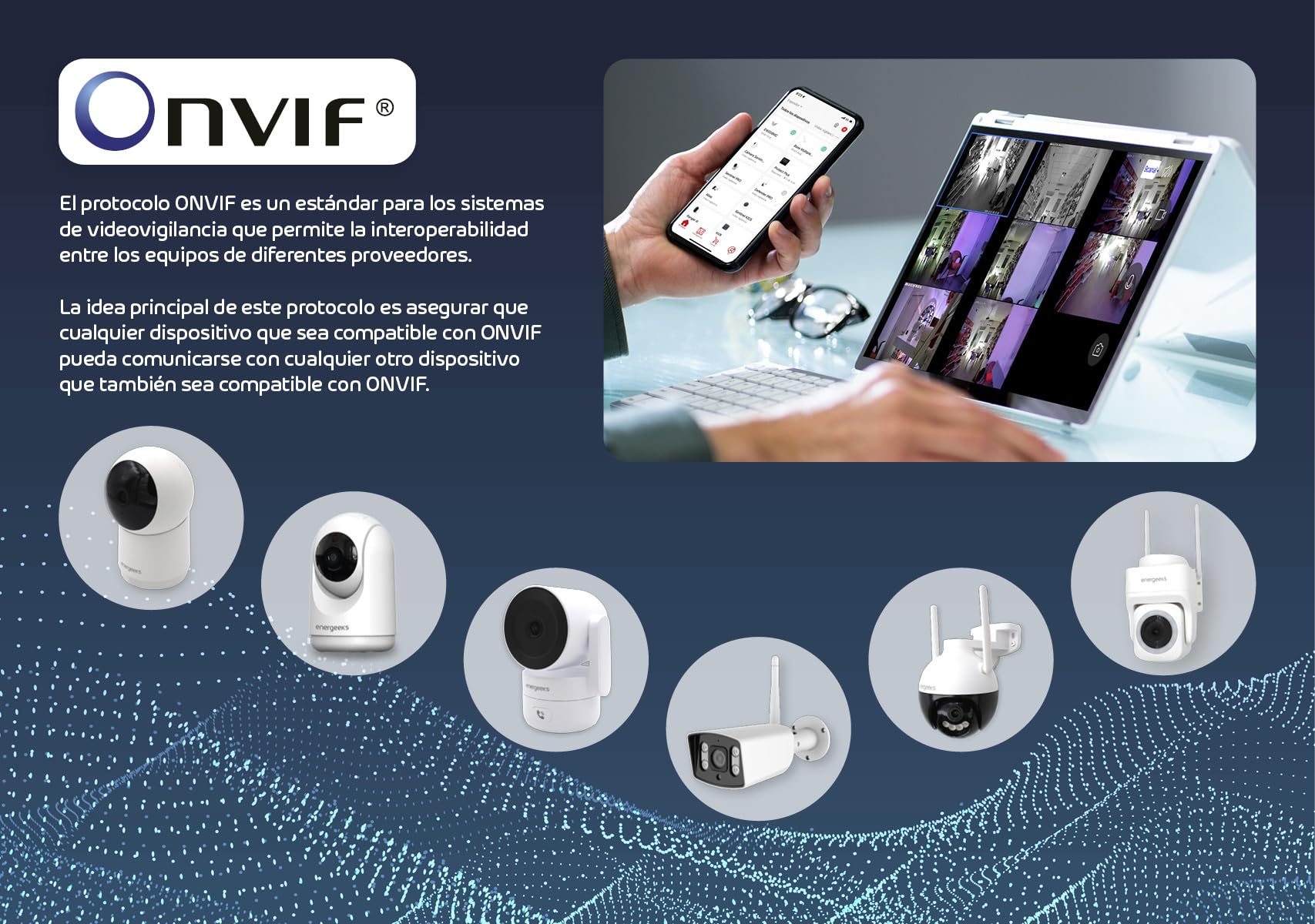 Energeeks - Grabador NVR - 8 Canales - Disco Duro de 1TB - Grabación 24/7 - Solo Compatibles con Cámaras de Seguridad con protocolos ONVIF - Instalación Sin Cables - Control Total - Fácil Instalación