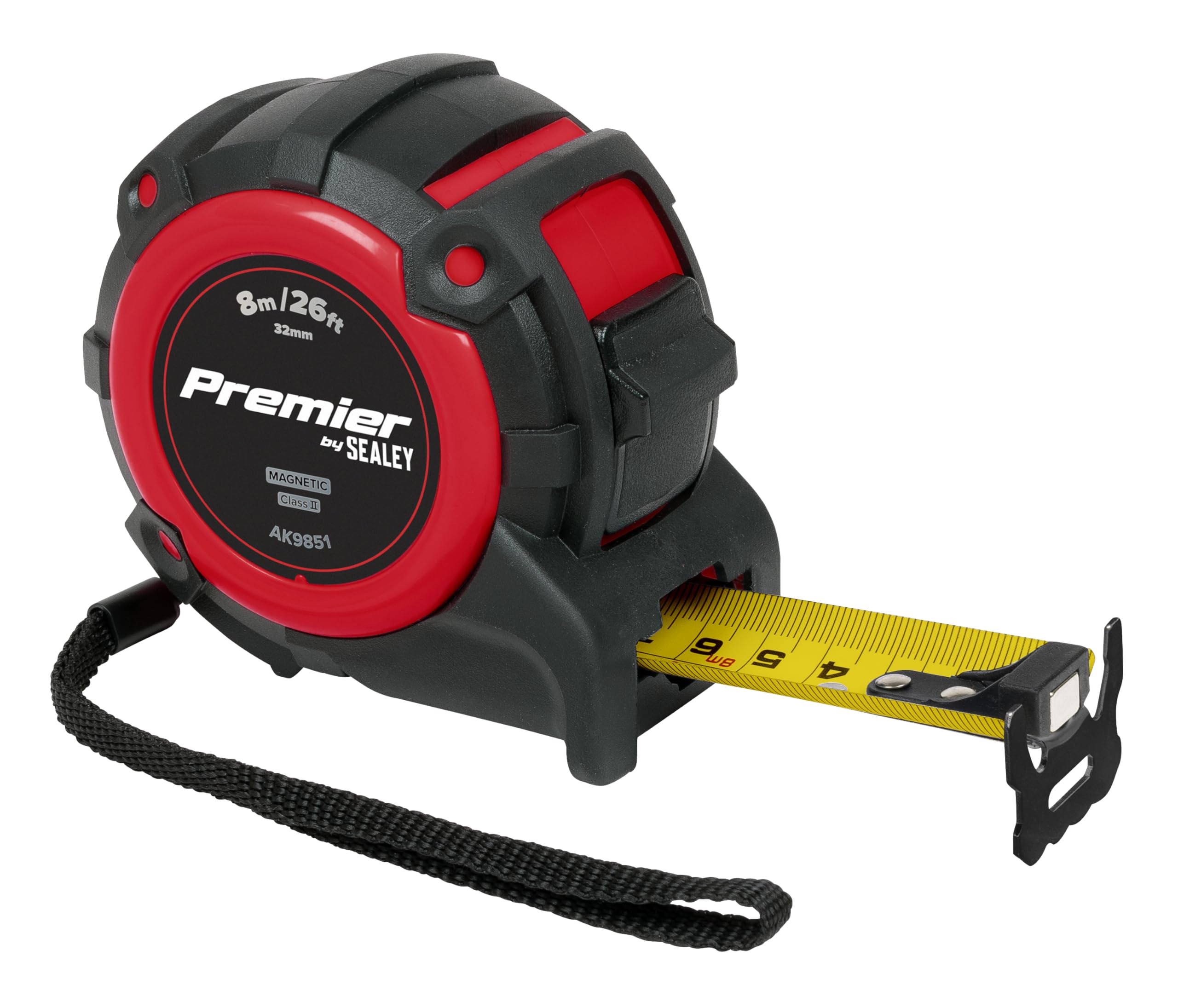 Sealey Premier Tape Measure Extra-Wide Blade 8m(26ft) x 32mm Metric/Imperial - AK9851