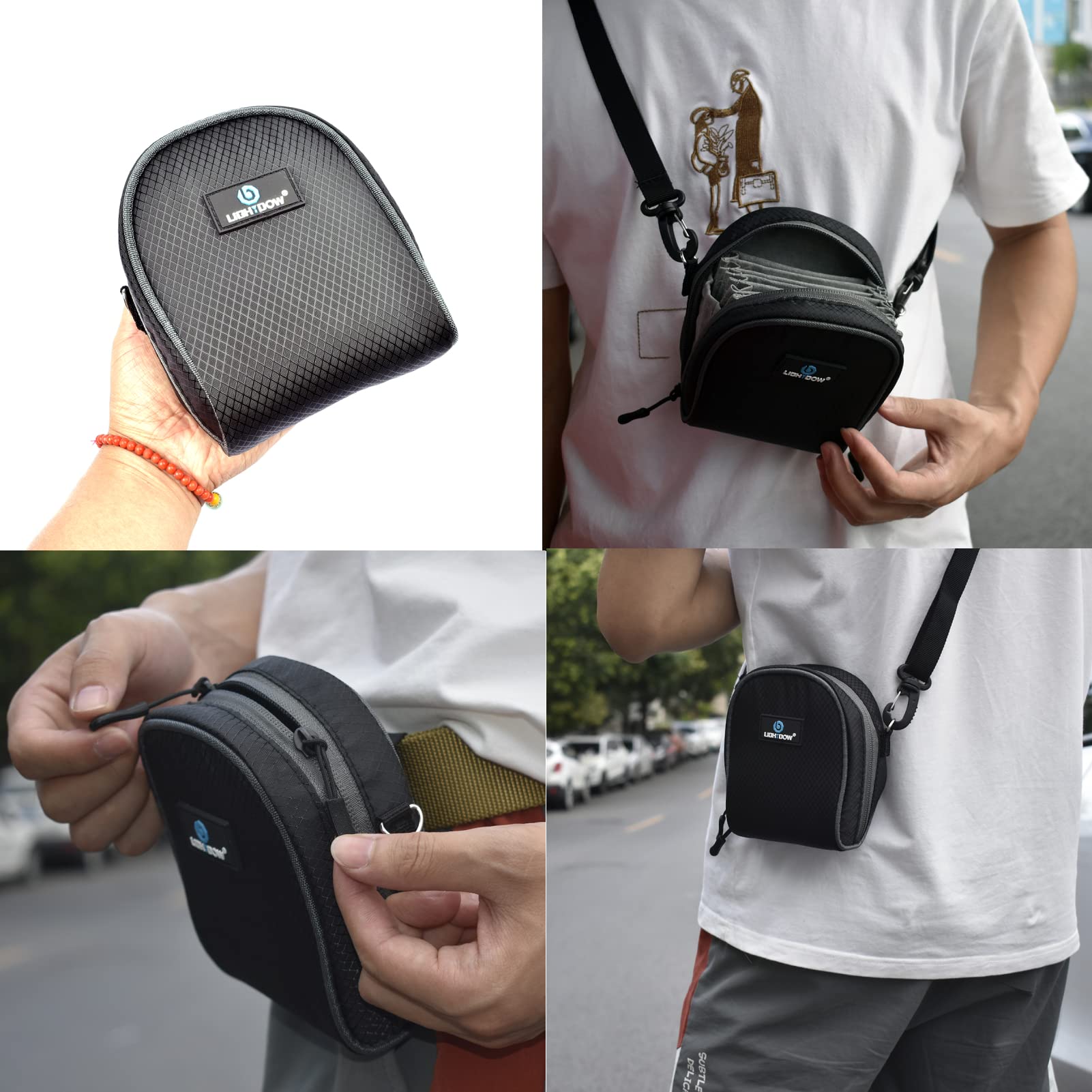Yunseity Custodia per Filtro per Obiettivo a 8 Tasche con Tracolla, per Fotocamera in Nylon Antipolvere per Filtri Rotondi Fino a 95 Mm