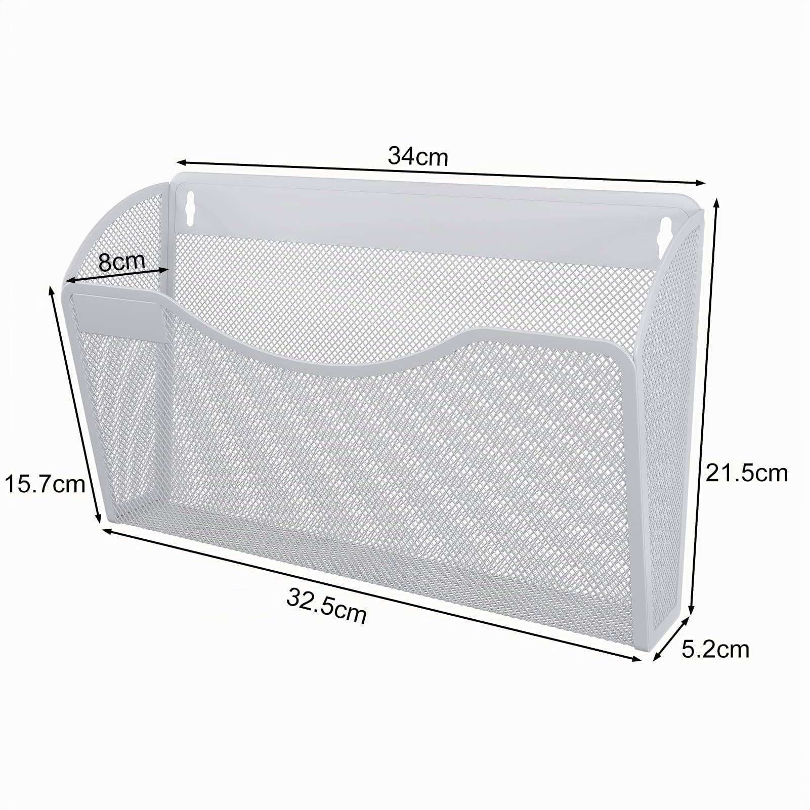 EasyPAG 1 Pochette Paysage Métal Porte Revue Mural Porte Document Suspendu A4 Organisateur de Bureau à Suspendre Banette de Rangement Corbeille a Courrier Murale avec Plaque d'étiquettes,Blanc