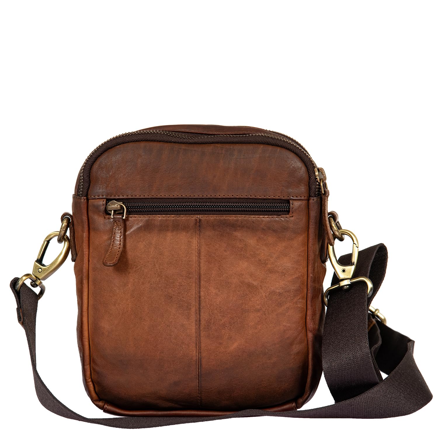 Avirex, Collezione Bell, Borsello a Tracolla in Pelle da Uomo – Stile Vintage, Doppio Scomparto con Zip, Vera Pelle Tamponata a Mano – Tracolla Regolabile e Removibile