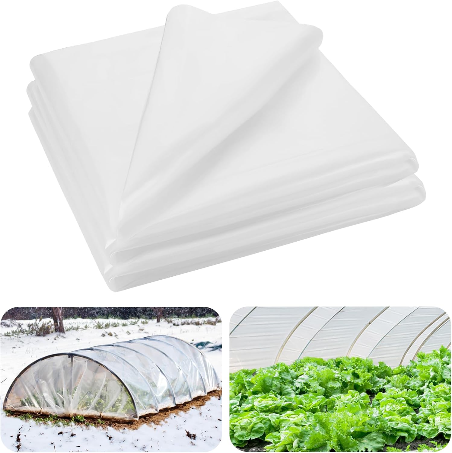 Alphatool Greenhouse Cover Plastic Sheeting - 10 x 50 ft Plant Covers Freeze Protection, Frost Cloths for Outdoor Plants, Clear Floating Row Cover for Outdoors Garden Plants Vegetables Crops