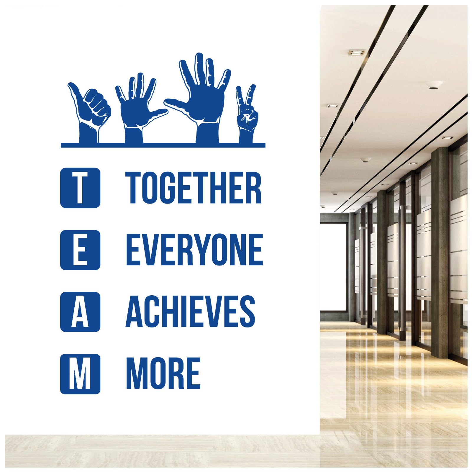 Team - Together Everyone Achieves More - Wall Quote, Office, Corporate, Corridor Wall Art Sticker [XLarge] [Mid Blue] — image 1
