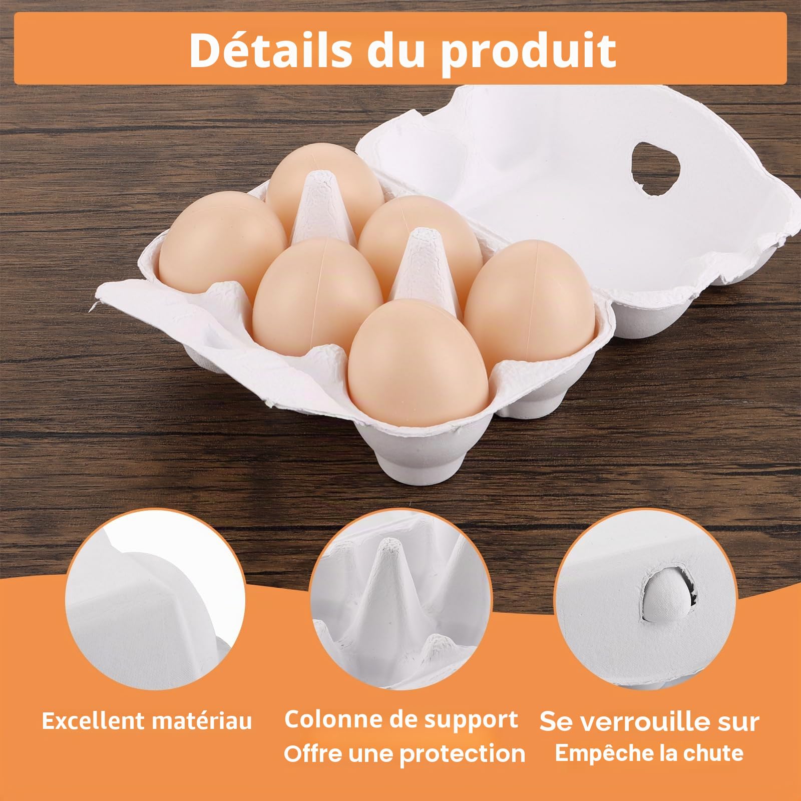 50 Pièces Boîtes carton pour 6 œufs, 6 grilles Distributeur Empilable Boîte à Pulpe D'œufs, marché, revendeurs, fermiers, commerçants ou Transport