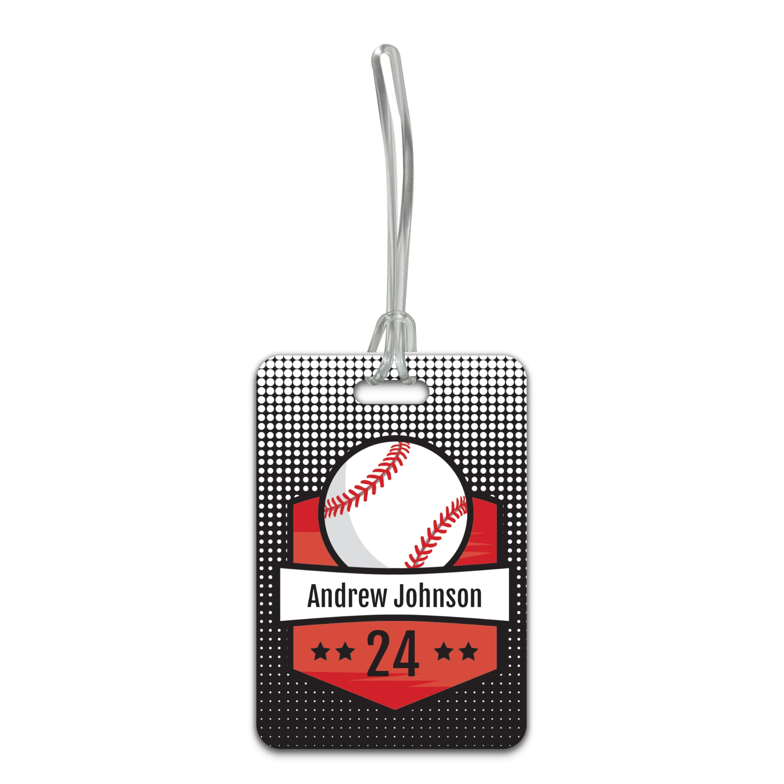 ARTISTIC DIRECT Personalized Baseball Bag Tag / 2.75" x 4" Custom Sports Luggage Tag / Double Sided Durable Plastic with Plastic Strap / Made in The