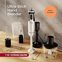 Vista 2 de MuellerLiving Immersion Hand Blender Full Set - 8 Speed Immersion Blender, Hand Mixer with 7 Attachments: Stainless Steel Blade, Whisk, Milk