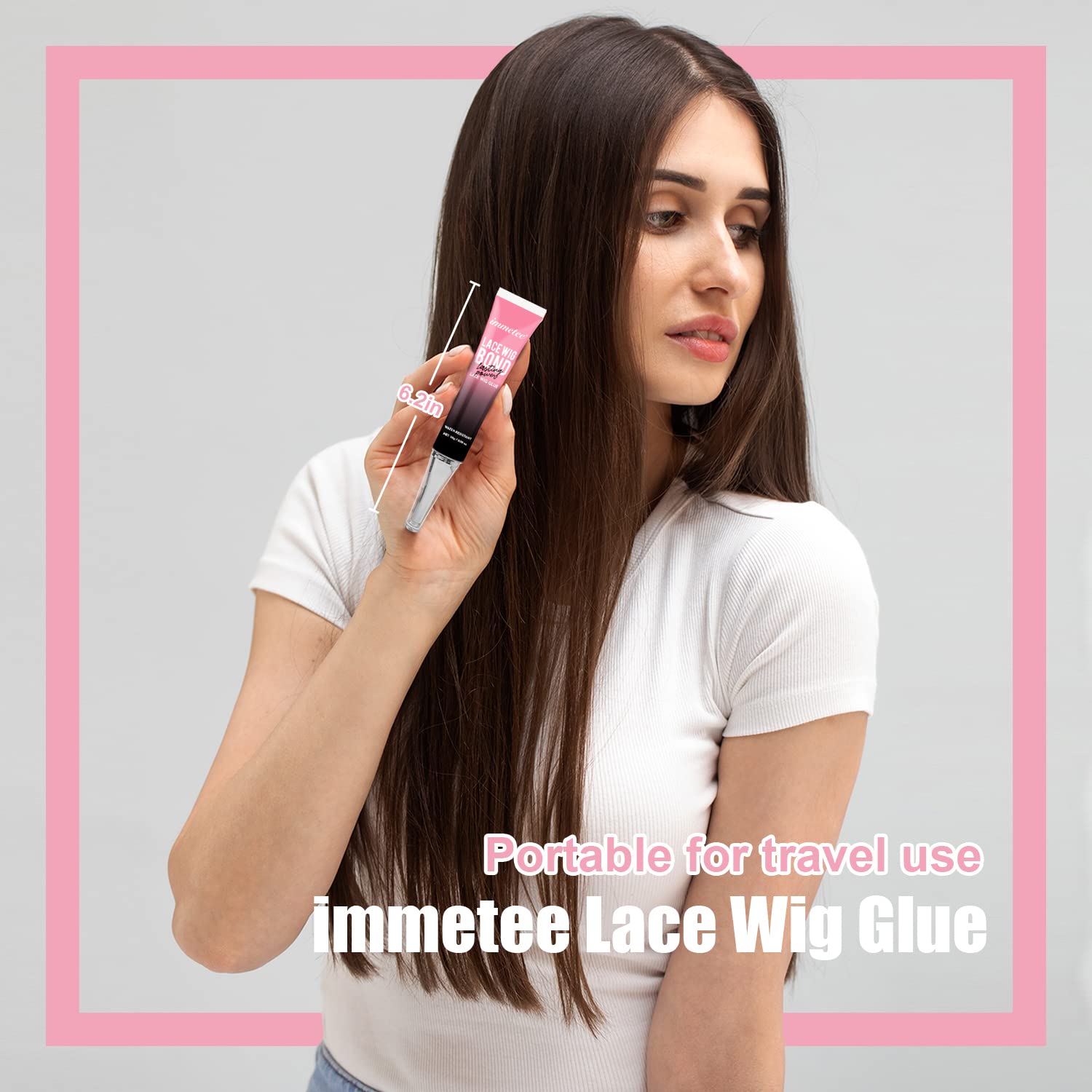 immetee Pegamento Para Peluca,Lace Glue Para Pelucas,Resistente al Agua Pegamento Invisible,Adhesivo Invisible Formulado Para Piel Grasa,Para Pelucas de Encaje y Postizos.20g