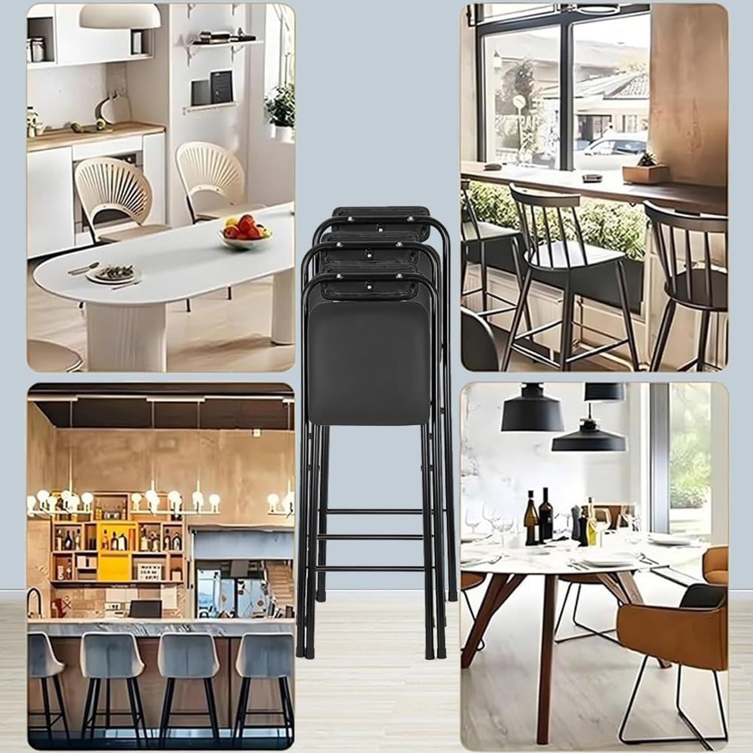 Taburete De Bar Plegable con Respaldo, Silla De Cocina Tapizada con Altura De Barra, Trona Portátil para Adultos, Taburete Alto para Desayuno Interior Y Balcón 65CM