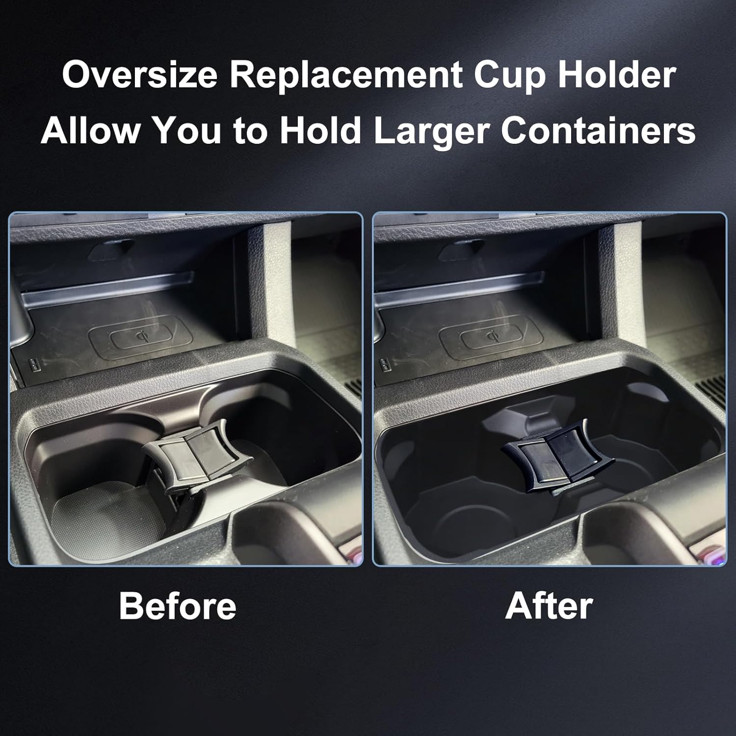 Kyostar Oversized Cup Holder for Toyota Tacoma 2016-2023, ABS Plastic Cup Holder Replacement, Black