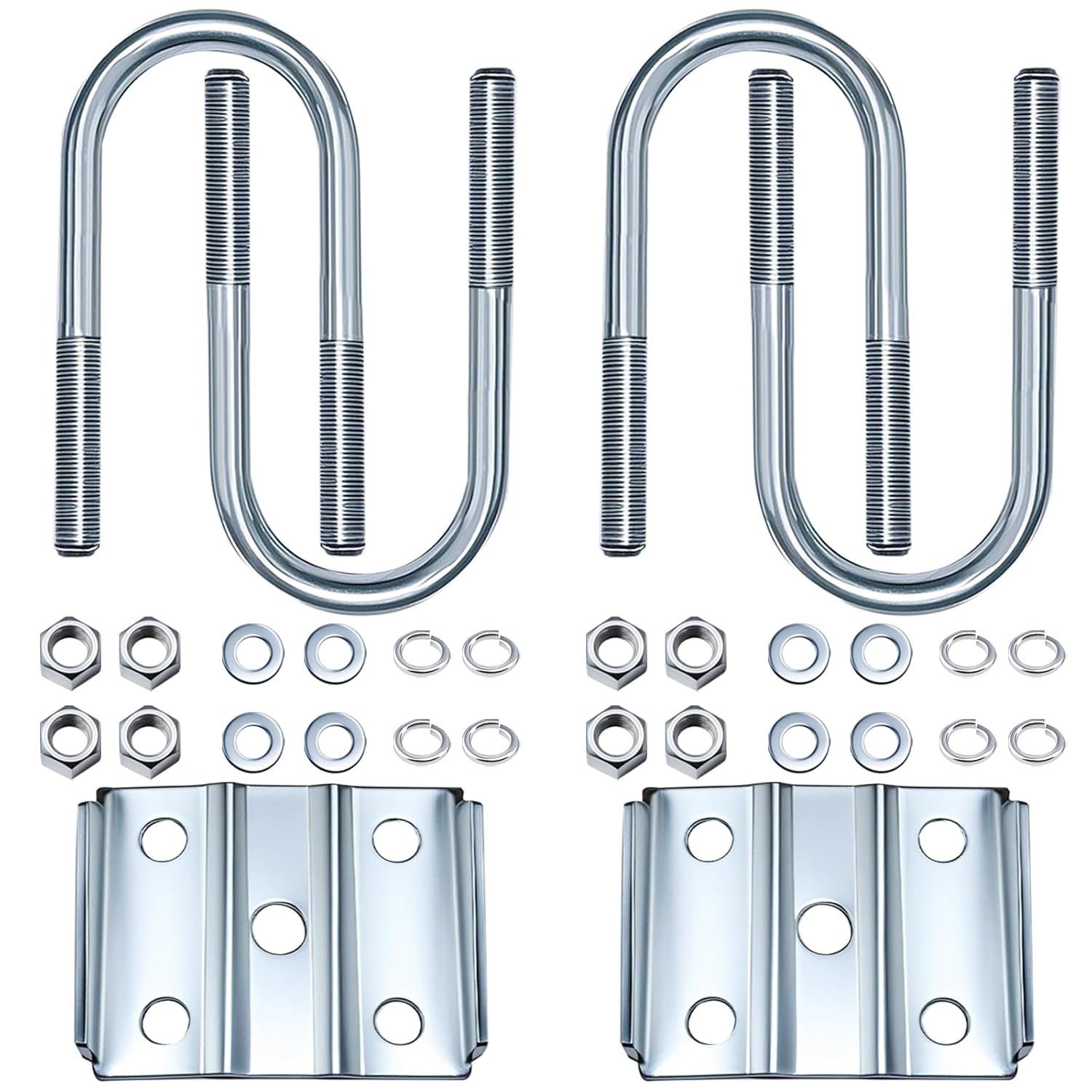 2Set Trailer U Bolt Kits for 3500 lbs 2-3/8" Round Axle, 6-1/4" Long,1-3/4" Leaf Springs, Trailer Axle U Bolts Leaf Spring U-Bolt Kits