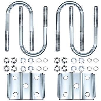 1Set Trailer U Bolt Kit for 3500 lbs 2-3/8" Round Axle, 6-1/4" Long,1-3/4" Leaf Springs, Trailer Axle U Bolts Leaf Spring U-Bolt Kit