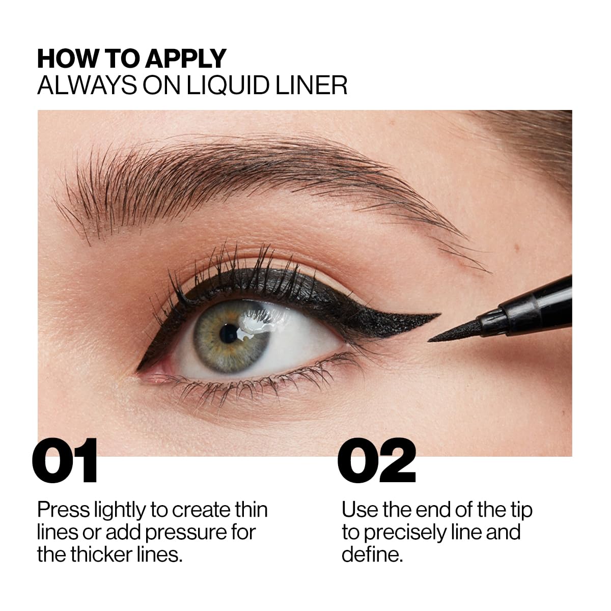 Smashbox Always On Liquid 24-Hour Eye Liner | Long Lasting + Waterproof with Dramatic Precision, Black, 0.02 Ounce - Image 2