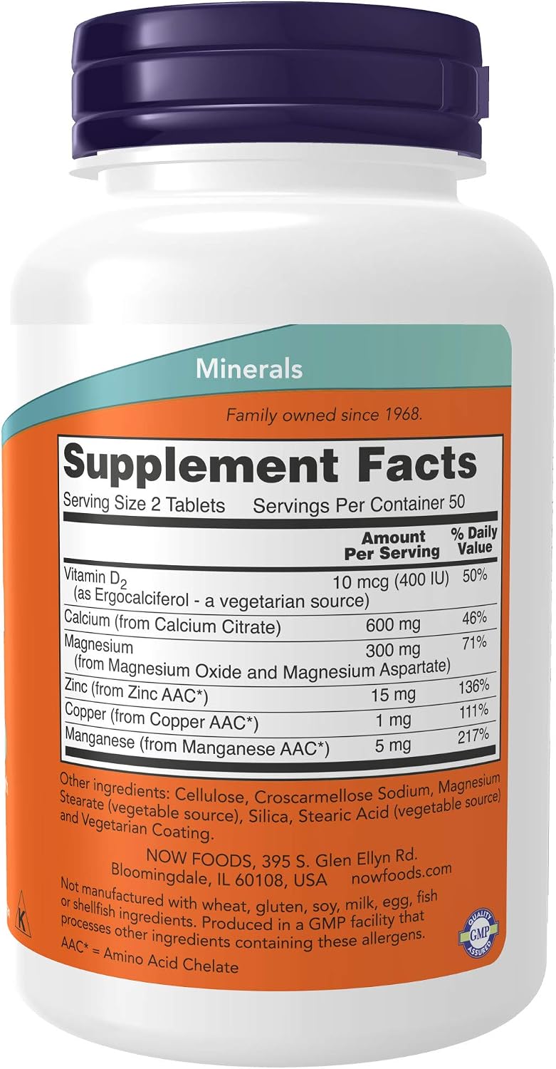 NOW Supplements, Calcium Citrate with Vitamin D, Magnesium, Zinc, Copper, and Manganese
