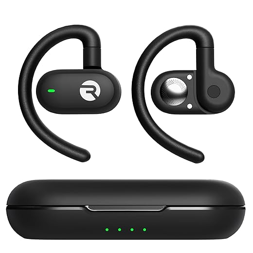 Raycon Fitness Open Earbuds – True Wireless Open Ear Bluetooth Headphones, Hook Design, IPX5 Water Resistant, 40 Hours of Battery Life (Black)