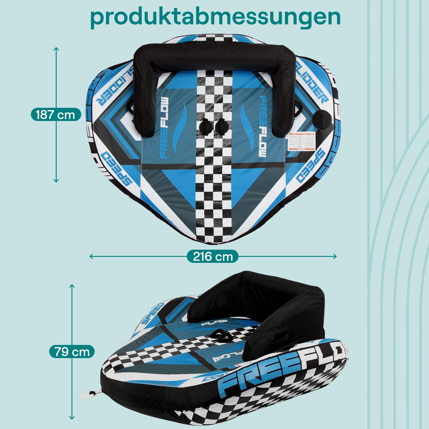SereneLife Aufblasbares Schlauchboot- 2/3 Personen, Towable Tube für Wassersport, Ziehschlauchboot aus PVC, Für Seen & Flüsse, Einfach Aufzupumpen & Transportieren, Wassersport Tube für Bootfahren