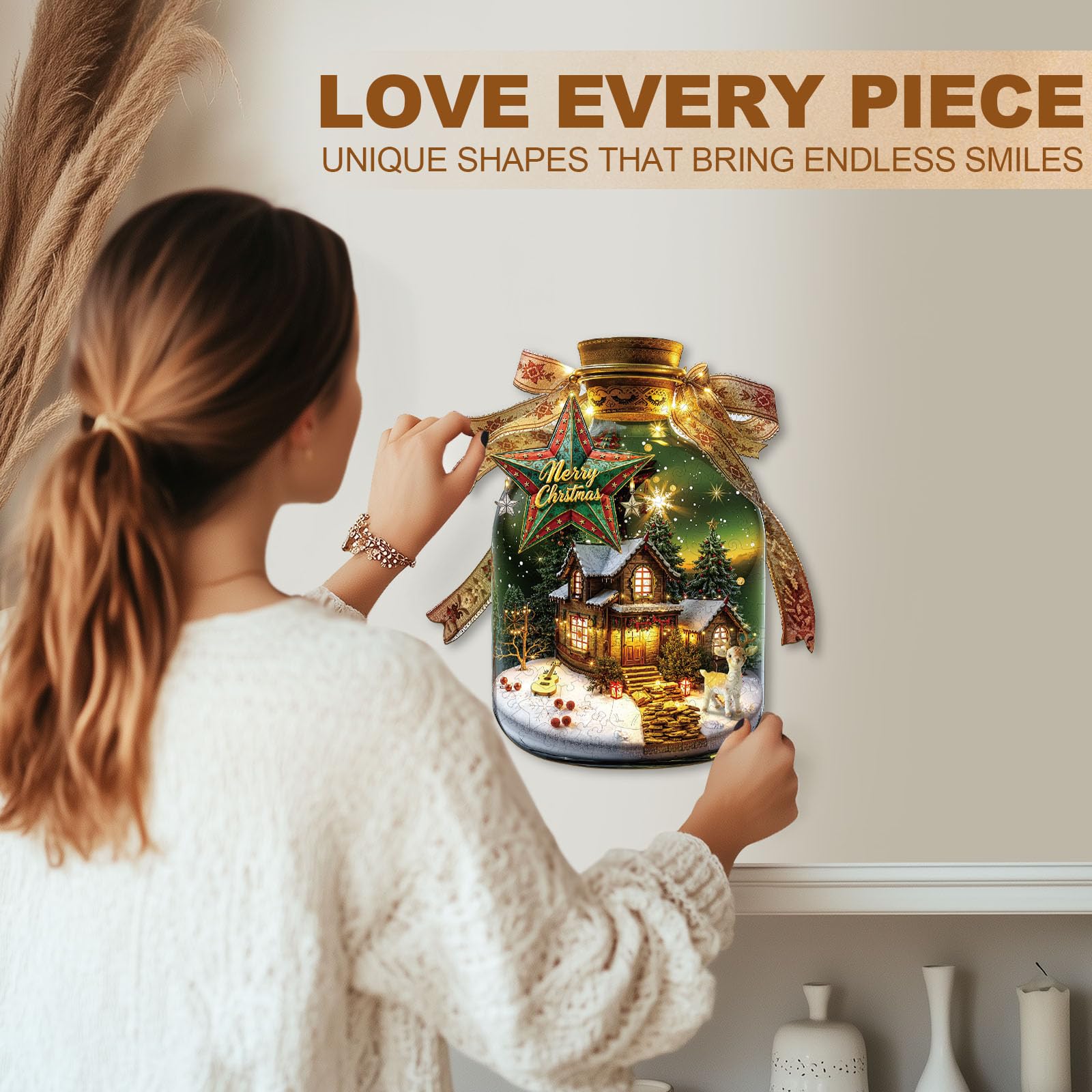 Rompecabezas de Madera para Adultos,370 Piezas Mensaje de Navidad en una Botella Puzzle de Madera,Puzzles para Adultos con Caja de Regalo, Decoración del Hogar