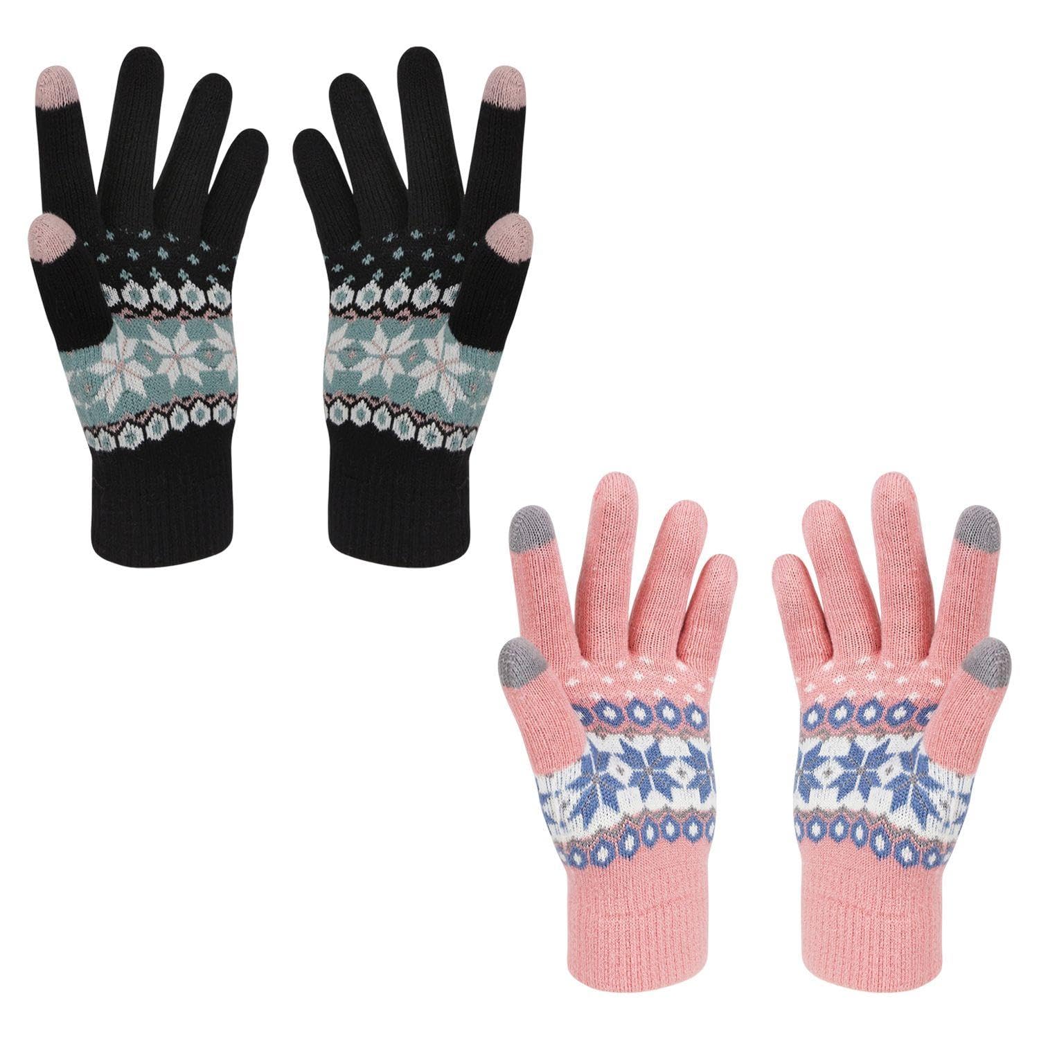 YSDYY 2 Pairs Of Warm Gloves, Soft Fleece Gloves, Touchscreen Gloves, Knitted Gloves, Winter Gloves