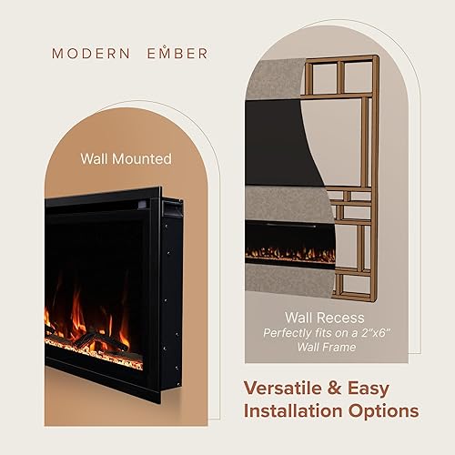 Miniatura 3 de Modern Ember Aerus - Chimenea eléctrica lineal inteligente de 50 pulgadas empotrada en pared y pared varios colores de llama compatible con Alexa y