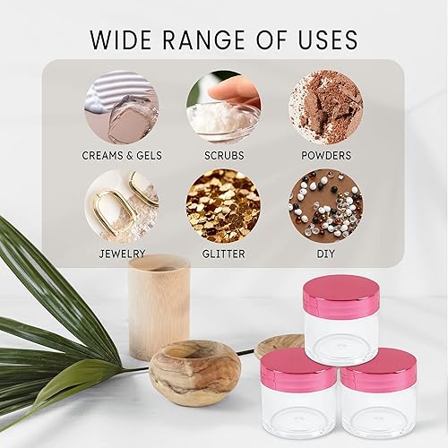 Miniatura 5 de Beauticom 1.06 oz1.0 fl oz (1 fl. oz.) Tarros de plástico transparente de doble pared a prueba de fugas con tapas superiores planas para cremas,