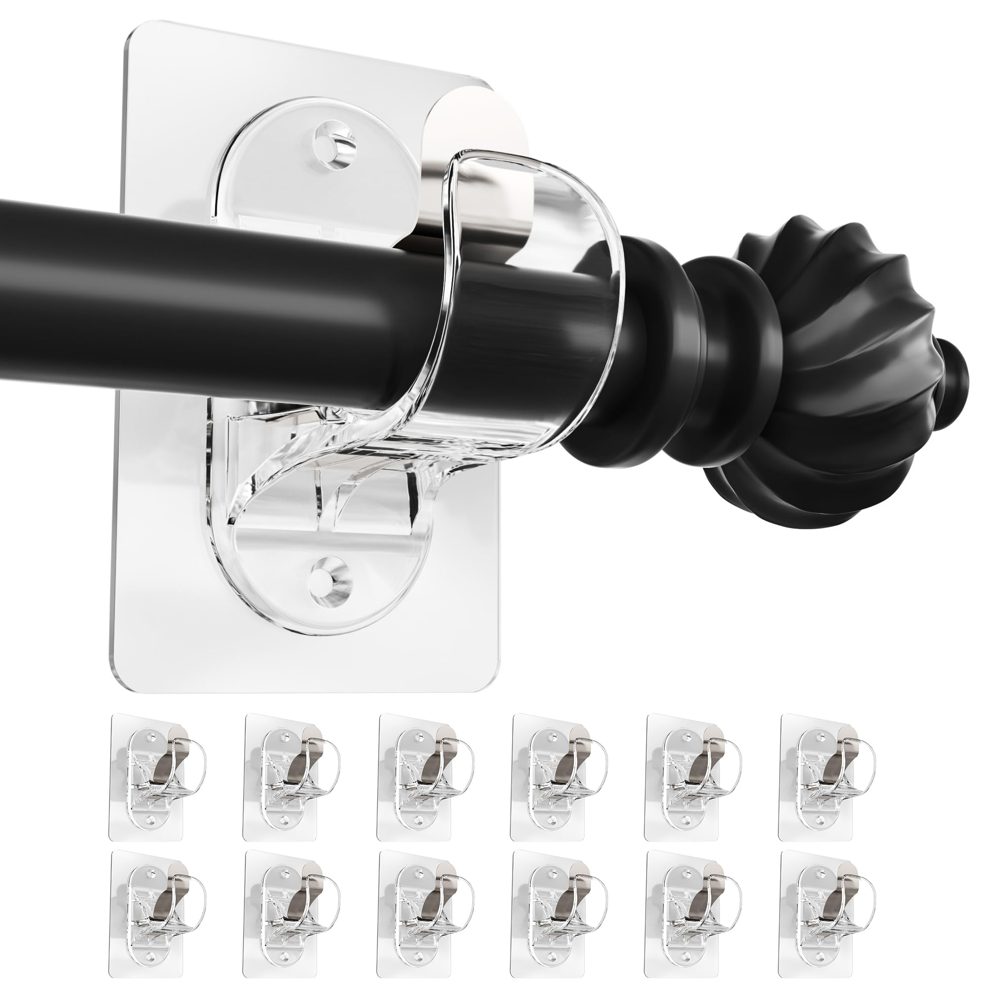 Curtain Rod Holders No Drilling 12 Pack