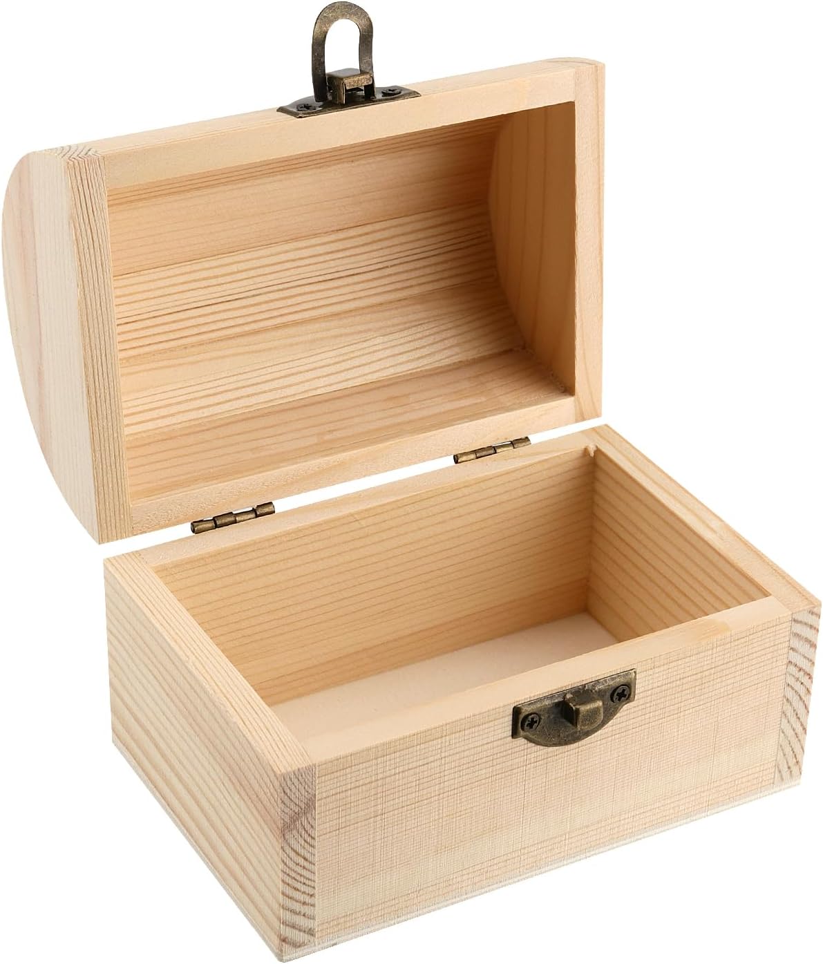 10 Pack Unfinished Wood Box Wood Treasure Chest with Hinged Lid Small Treasure Box for DIY Crafts Art Hobbies Projects Jewelry Gift Storage, 4.7 x 3.5 x 3.1 Inch image 5