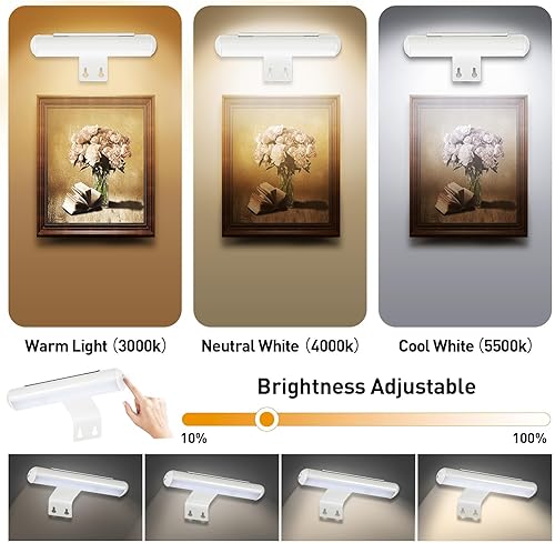 Miniatura 3 de BETMONE Paquete de 2 luces de imagen, luz de imagen a pilas para pared, luz de arte con control remoto con temporizador y regulable para pinturas de