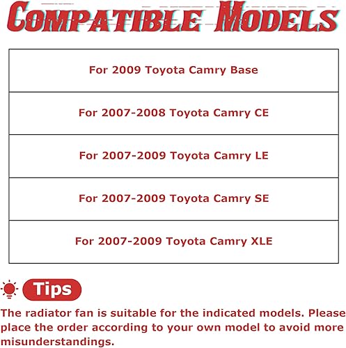 Miniatura 7 de PartsFlow Conjunto de ventilador de refrigeración del radiador para Toyota Camry Negro 621-014 2007 2008 2009