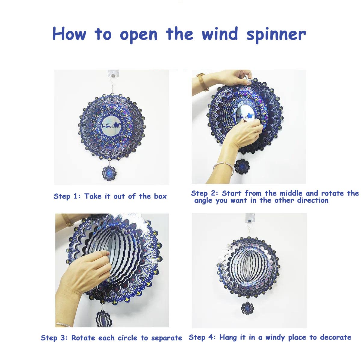 Kexsscai Wind Spinners 3D Hanging Wind Spinner Stainless Steel Metal