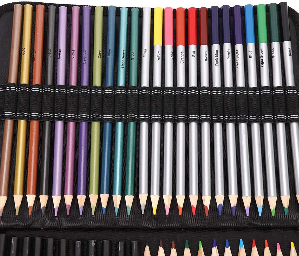 Zerodis 72pcs Sketching Drawing Colored Pencil Art Charcoal Pencil Eraser Set, Portable Carrying Bag, for Painting, Sketching, Carbon Painting