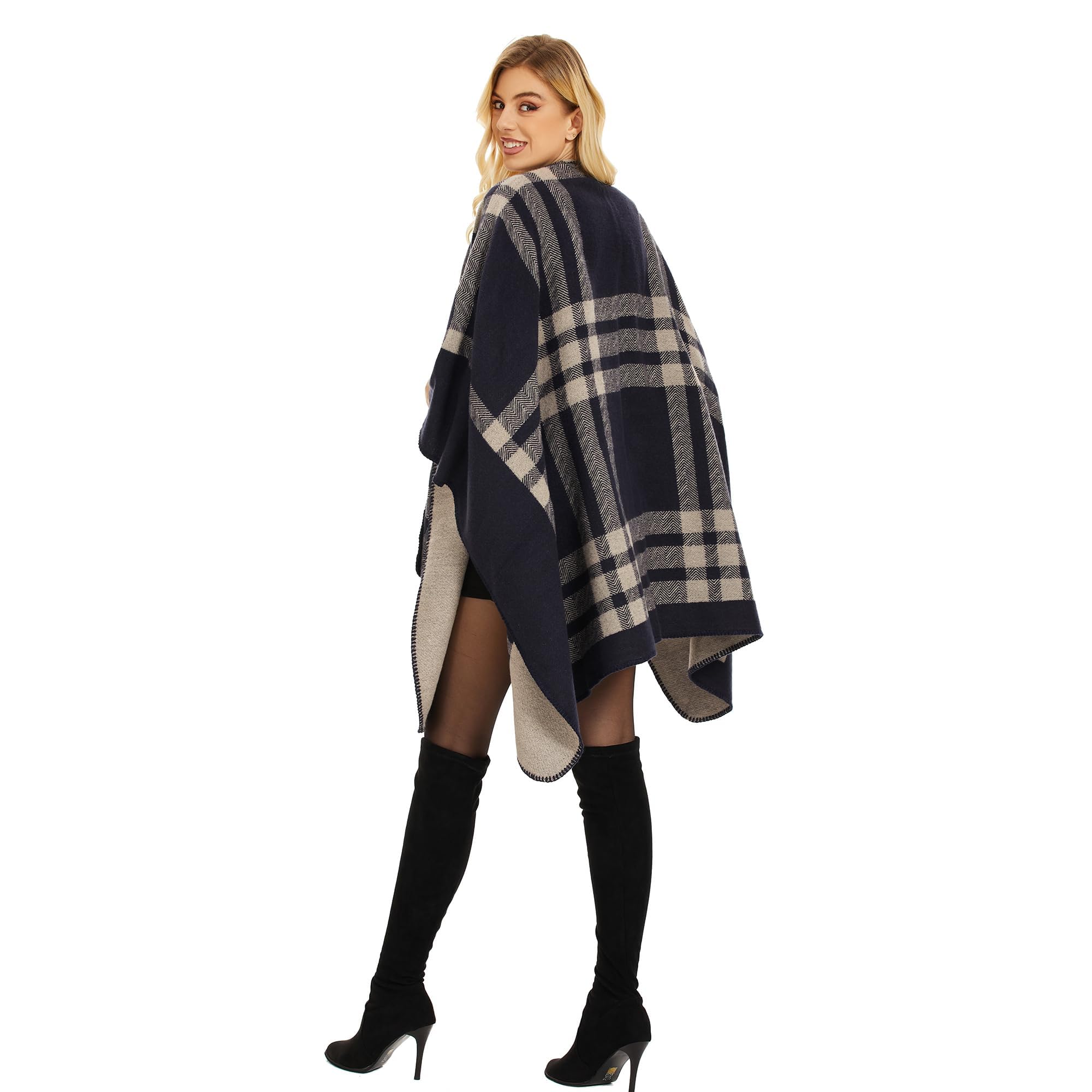 colornival Elegante Mantella da Donna con Fronte Aperto Poncho Morbido, Adatto per Primavera, Autunno e Inverno