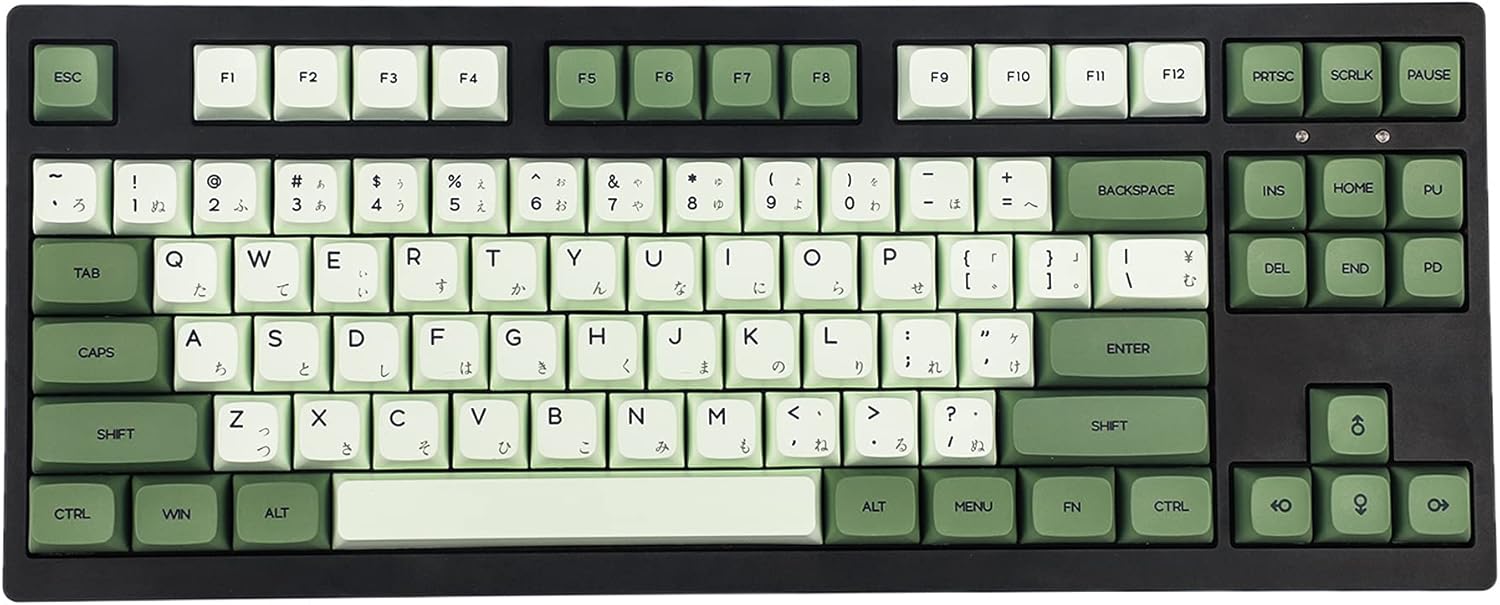 YMDK Matcha 3.0 Dye Sub ZDA PBT Keycap Similar to XDA Japanese Korean Russian for MX Split Keyboard 104 87 61 Melody 96 KBD75 ID80 GK64 68（Only Keycap） (Matcha Japanese Kit 3.0)