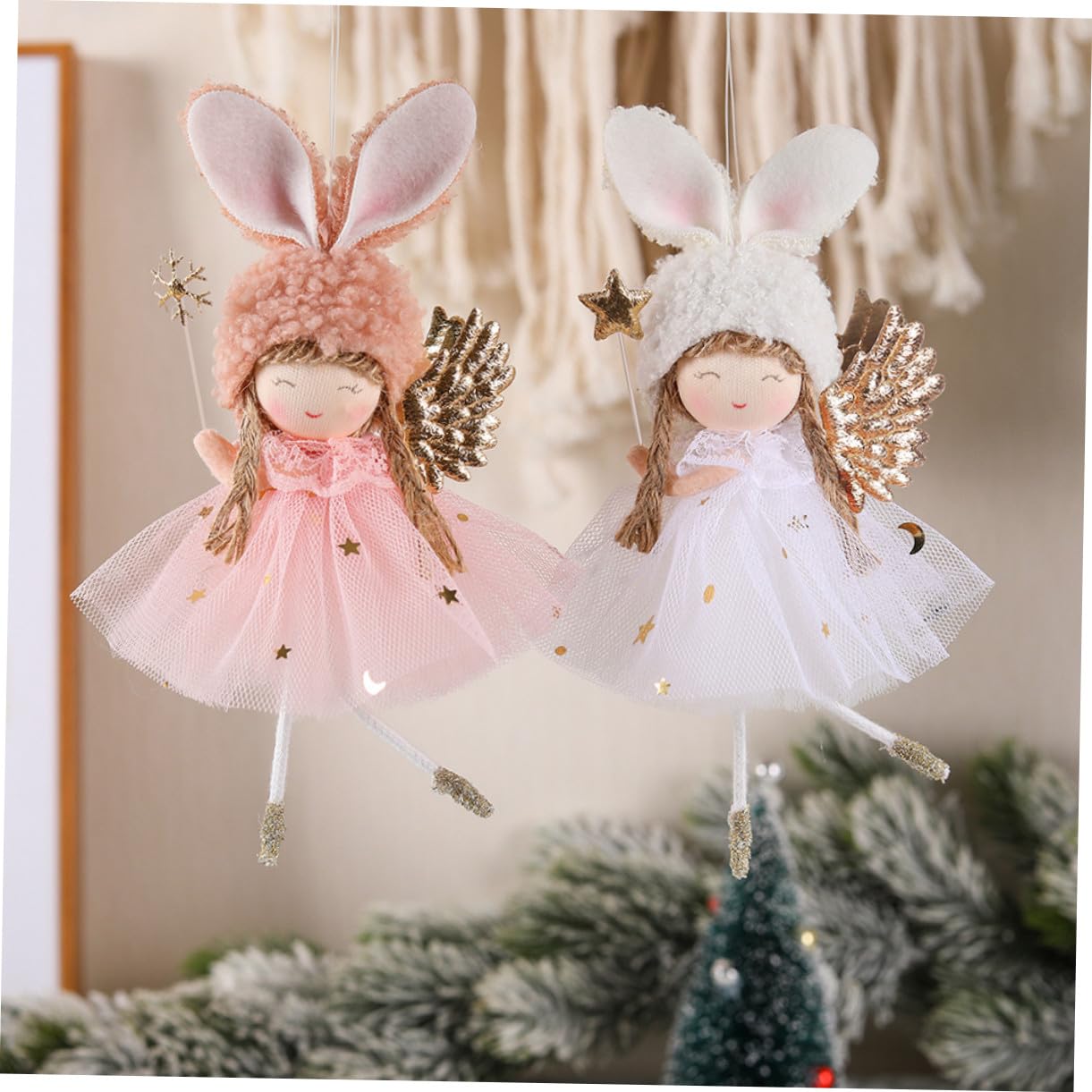 2pièces Ange Décoratif de Noël Suspendu Décoration Personnalisée pour Sapin de Noël Décoration pour Intérieur