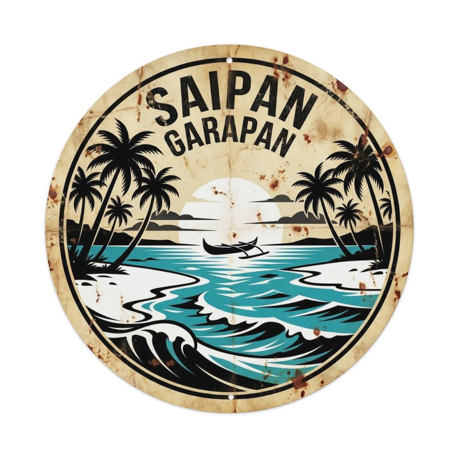 Saipan Garapan Island Resort Monochrome Travel Metal Tin Sign