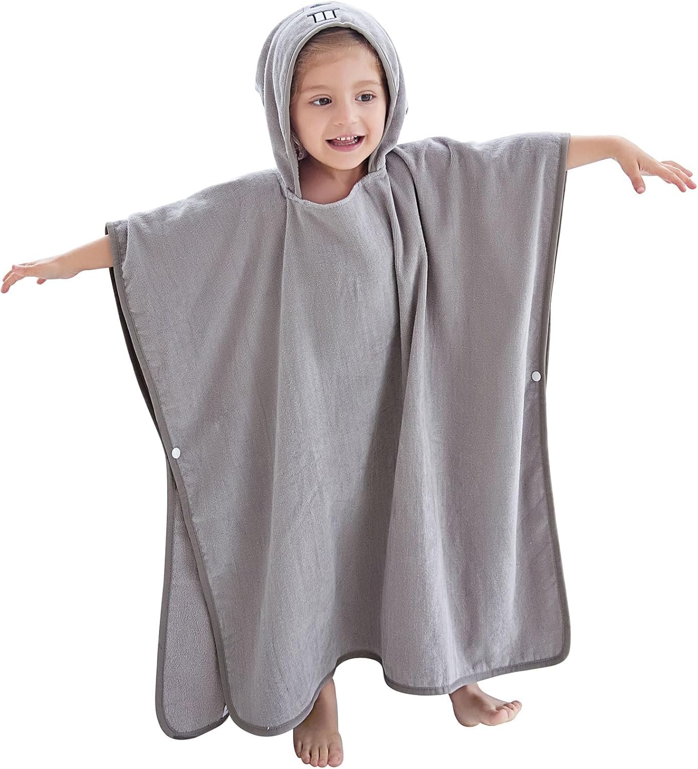 MICHLEY Hooded Baby Towel Unisex Beach Bath Poncho, Soft Cotton Animal Kids Bathrobe for 2-6 Years, 27.5"X 27.5"(Mouse)