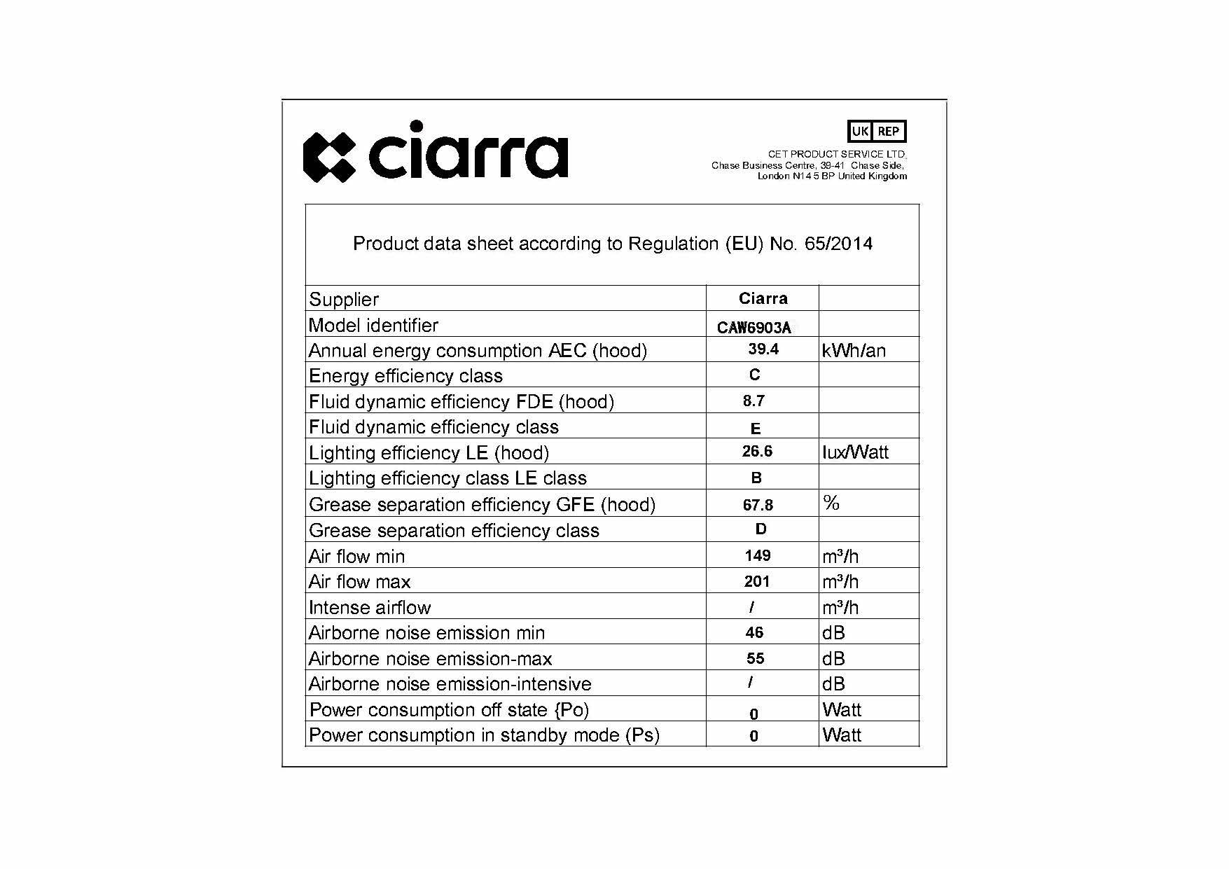 CIARRA CAS6903A 60cm Visor Cooker Hood Hood Wall Mounted Kitchen Extractor Fan