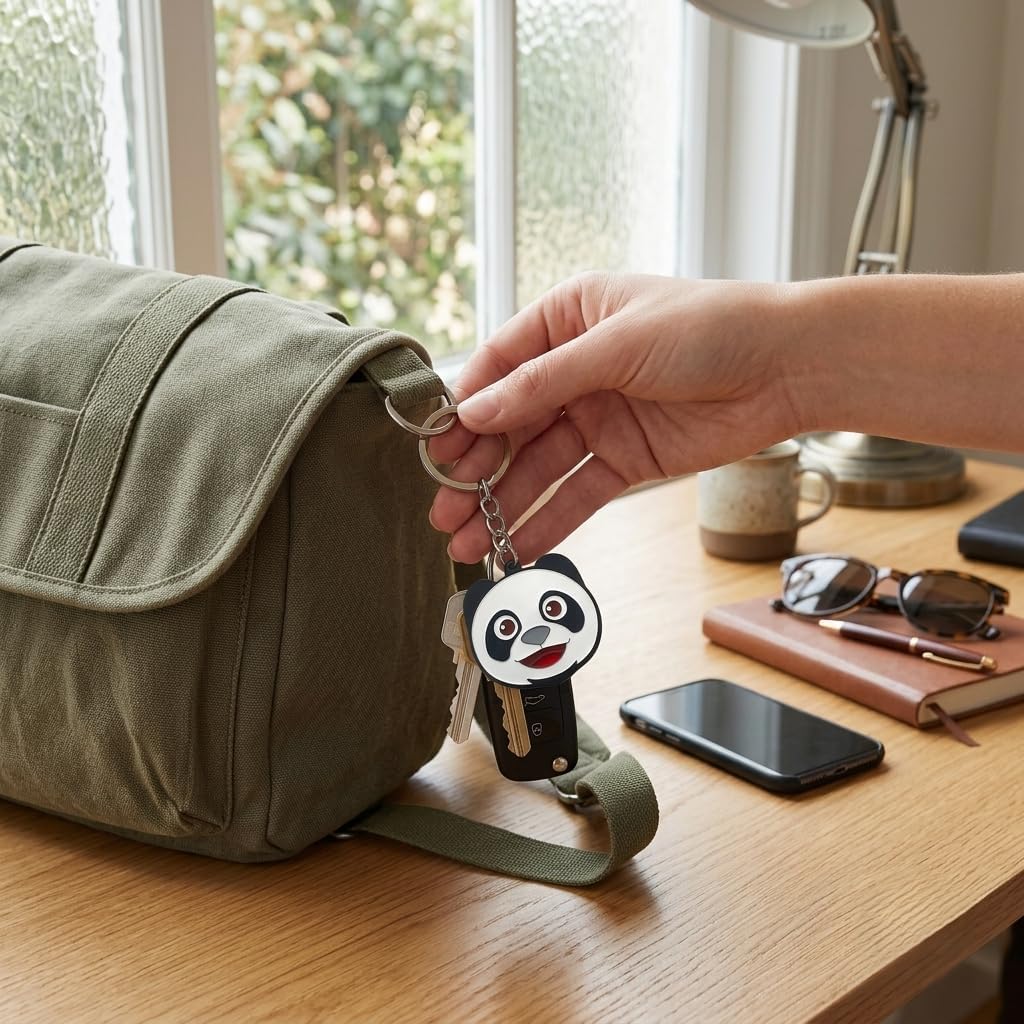 AUGEN Premium Panda 4 Stainless Steel Keychain Metal For Gifting With Key Ring Anti-Rust (Pack Of 1) image 2