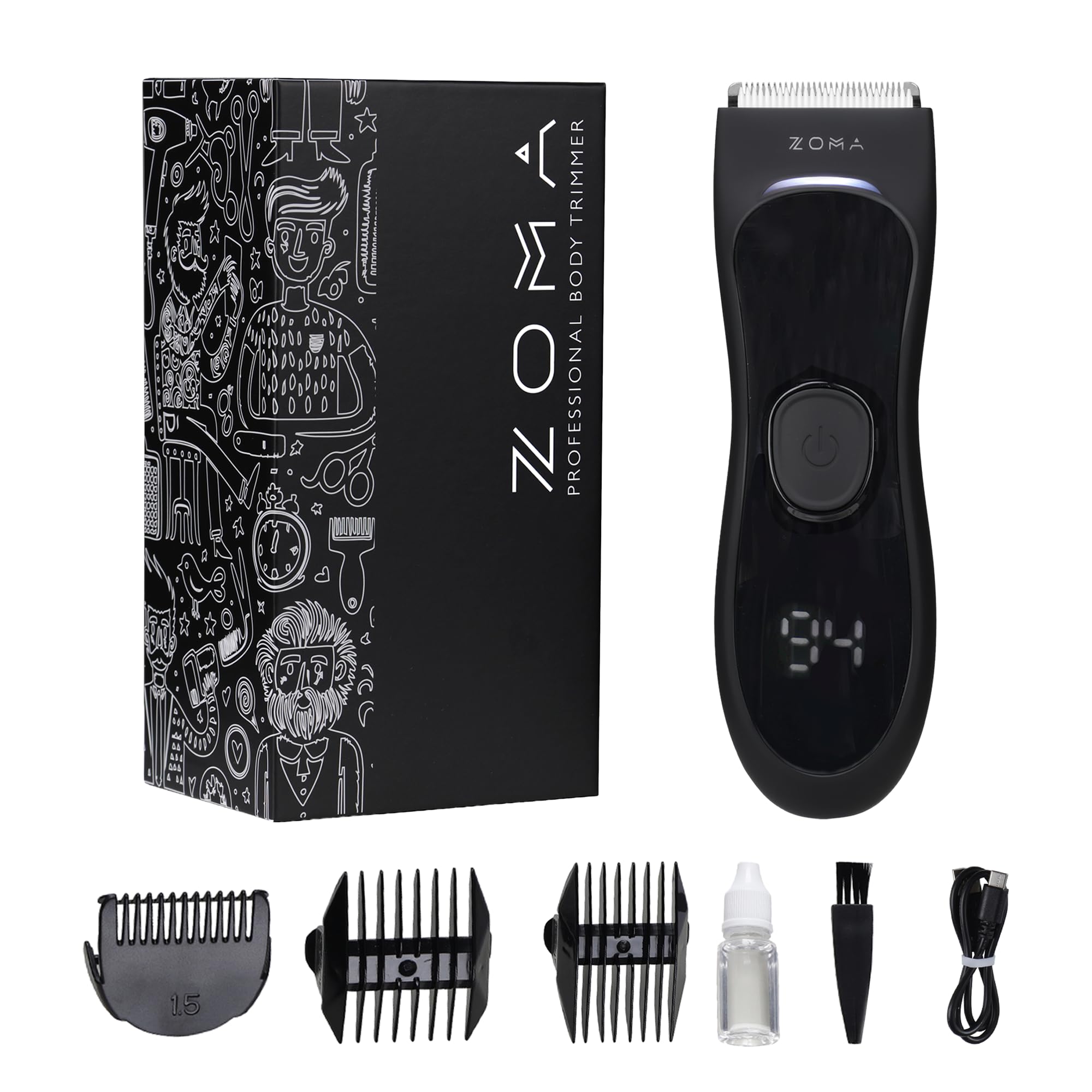 ZOMA LITE | Rasuradora para Hombre | Maquina para Cortar Cabello - Corporal y Zonas Íntimas | Afeitadora Electrica Hombre - Rasuradora Electrica Hombre con Pantalla y Cuchillas de Cerámica Anti Corte