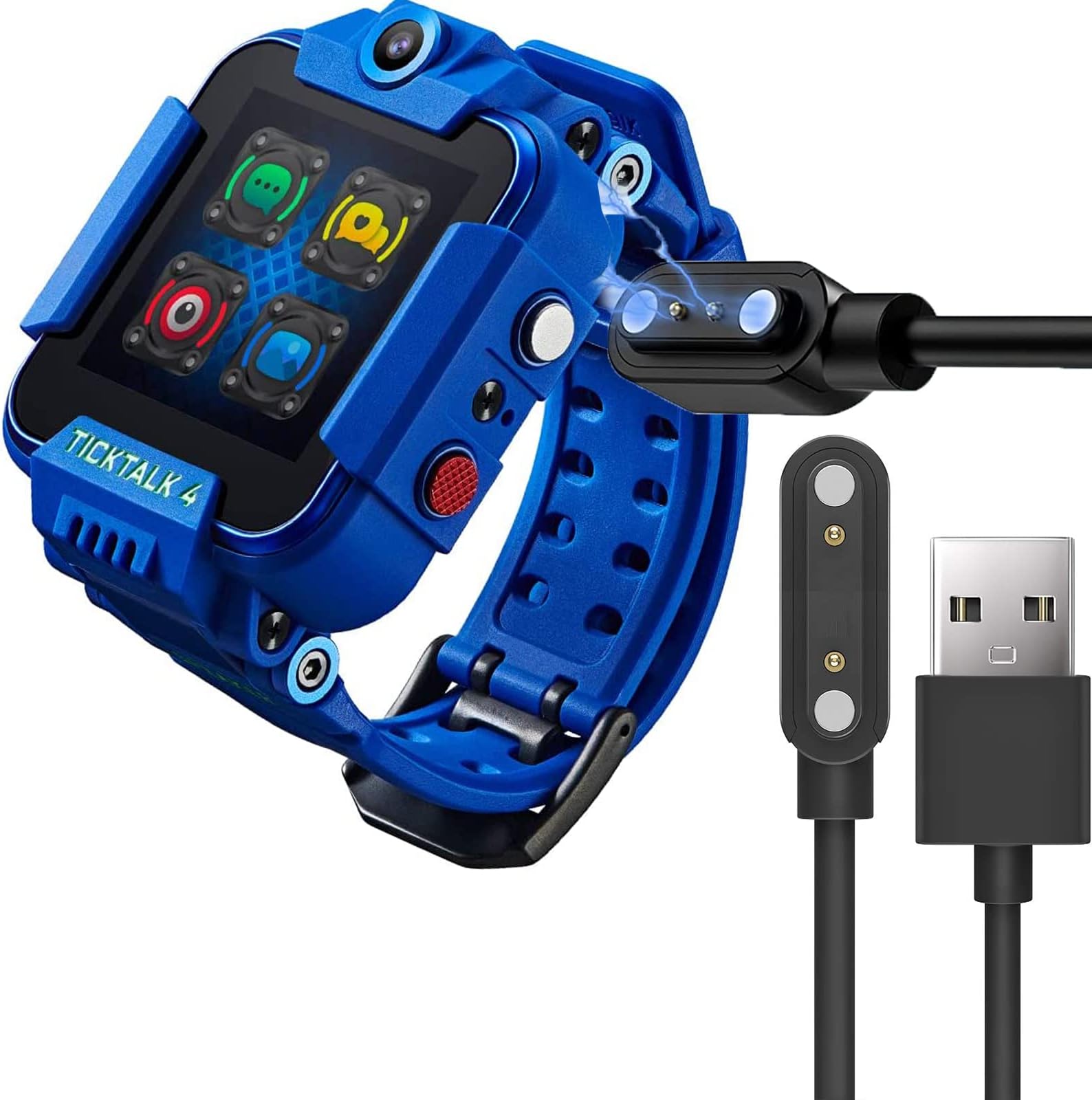 Compatible with TickTalk 4 Charger, onetuo Magnetic USB Charging Cable Replacement Charger Cable Compatible with TickTalk 4 Kids Smart Watch (Black)