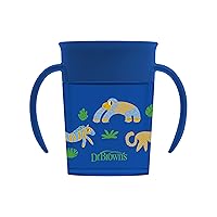 Vista 10 de Dr. Brown's Milestones™ Cheers360™ Tazas de entrenamiento con asas para bebés y niños pequeños, sin BPA, decoración de animales azul, 7 onzas, a