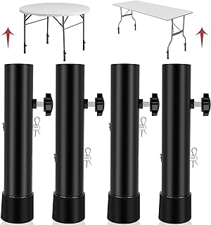 (4-PACK) Folding Table Leg Extenders, Highly Durable Steel Folding Table Leg Risers, Folding Desk Leg Extensions For Straight And Bent Legs, Adjustable Table Height Extenders For Rise 3.6in/5.2in