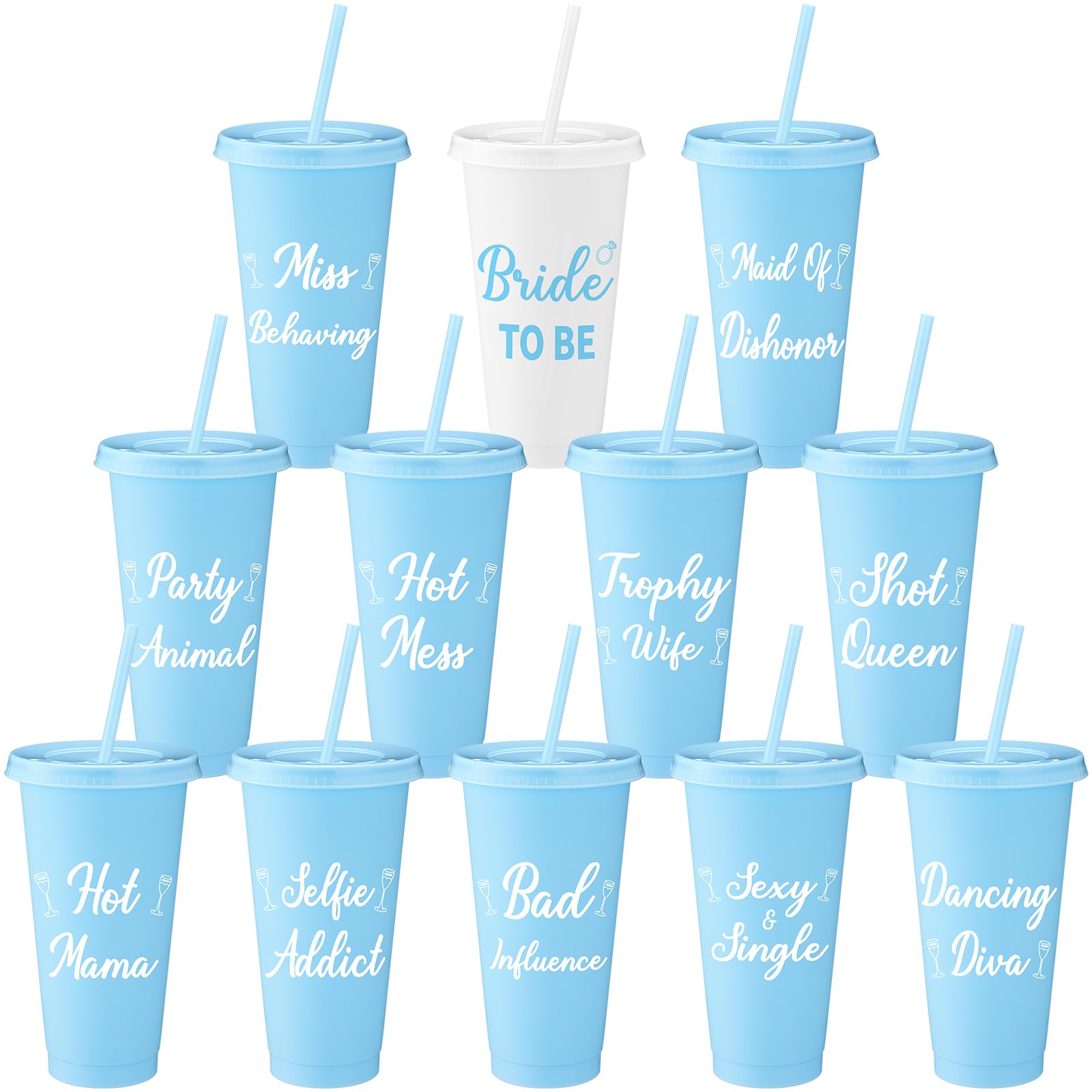 Yungyan 12 Pcs Bachelorette Cups for Party 24 oz Bridesmaid Cups with Lids and Straws Funny Bachelorette Party Supplies Bride to Be Tumbler Wedding