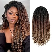Vista 18 de 6 paquetes de cabello de ganchillo Goddess Locs, 18 pulgadas de trenzas de ganchillo rectas Faux Locs, extensiones de cabello sintético suave rizado