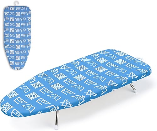 Tabla de planchar de mesa de 12 x 29 pulgadas, tabla de planchar plegable portátil con acolchado de fieltro grueso, cubierta resistente al calor,